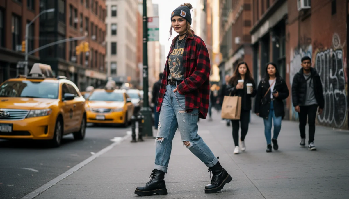 Modern 90s grunge street style, vintage revival fashion
