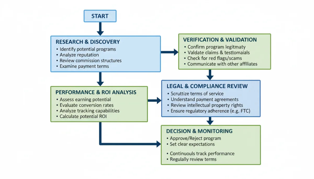 Flowchart of affiliate program due diligence steps.