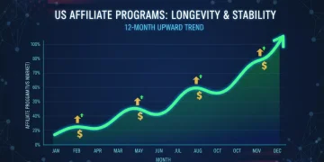 Graph illustrating 12-month affiliate program stability in the US market