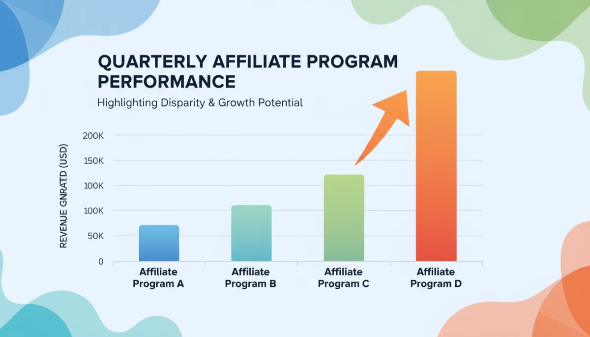 Bar chart illustrating disparate performance across various affiliate programs.