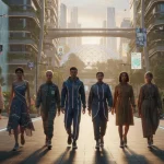 Diverse group showcasing American fashion trends 2026, emphasizing sustainability, digital influence, and identity.