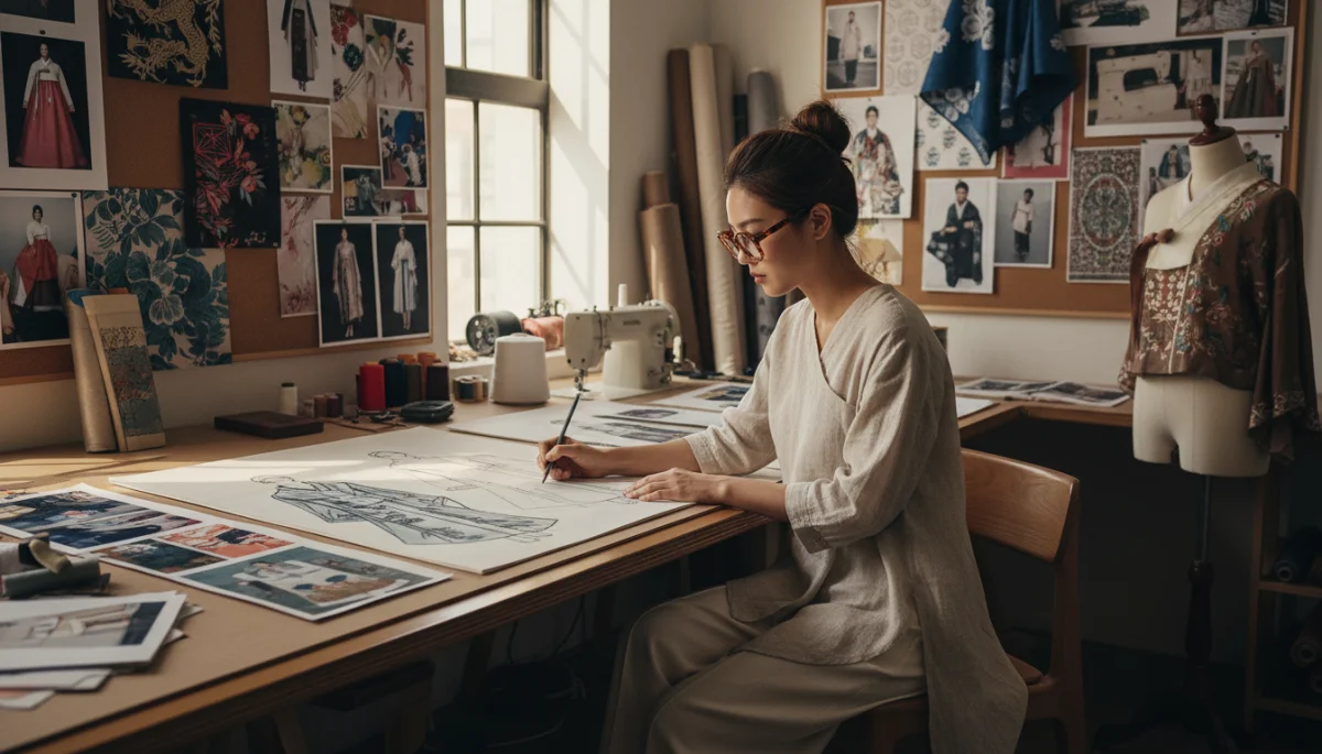 Asian American designer blends traditional motifs with modern fashion