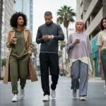 Athleisure's Next Chapter: US Brands Redefine Comfort & Style for 2026 Stylish individuals in modern athleisure outfits in an urban setting, representing 2026 fashion trends.