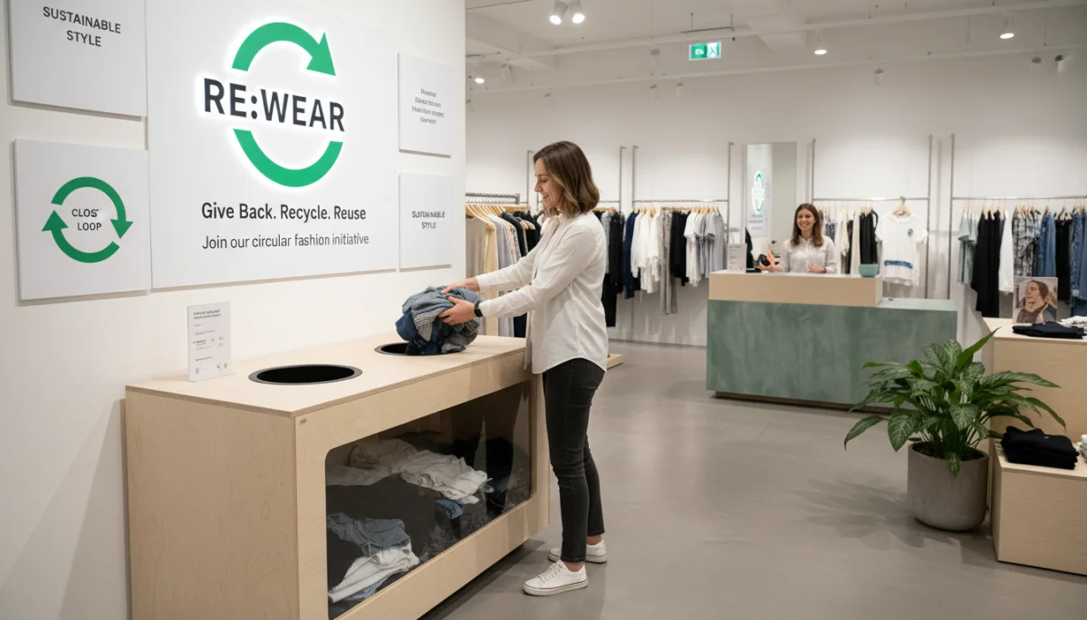 Customer participating in a clothing take-back program