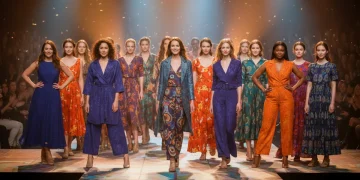 Diverse models on a runway showcasing inclusive fashion designs of various body types