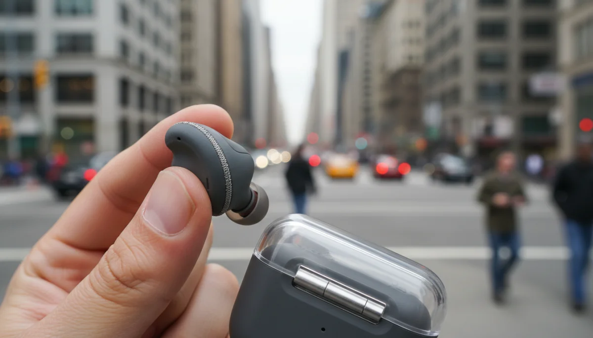 Close-up of a durable wireless earbud design feature for enhanced longevity.