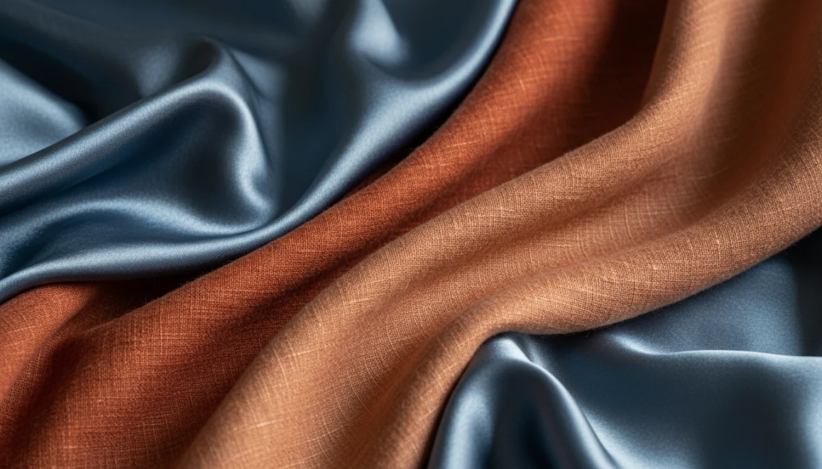 Textured fabrics in Ethereal Azure and Terra Cotta Sunset shades