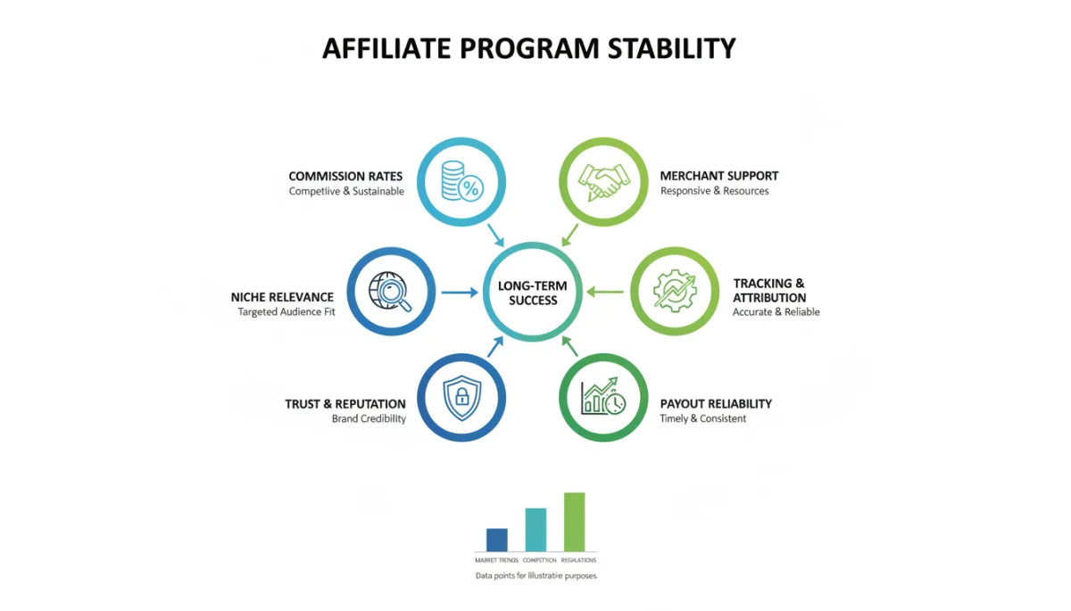 Infographic detailing factors affecting affiliate program stability