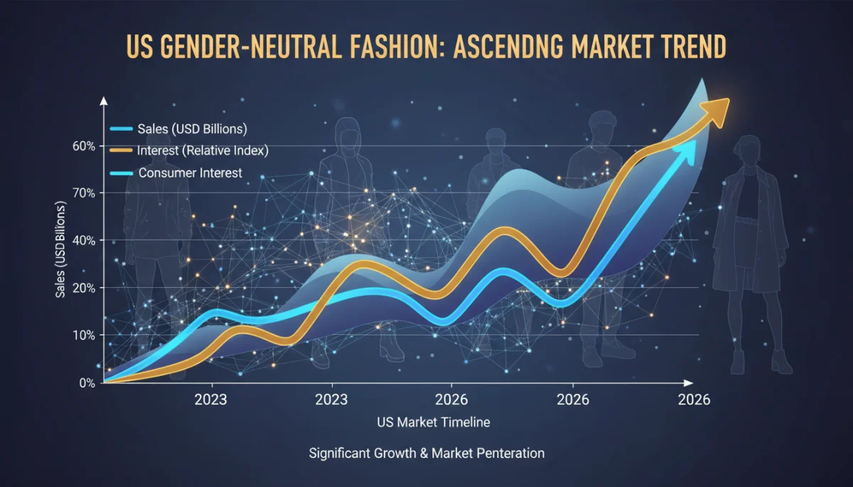 Graph illustrating the rising trend of gender-neutral fashion sales and consumer interest in the US.
