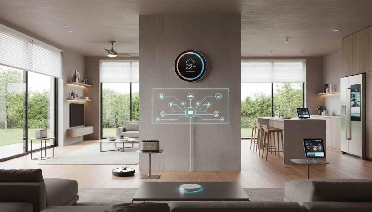 Integrated smart home ecosystem with thermostat as central control