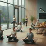 Mindfulness & Wellness: Shaping American Consumer Choices 2026 People practicing mindfulness and wellness activities in a modern setting