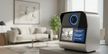 Modern home security camera with smart features