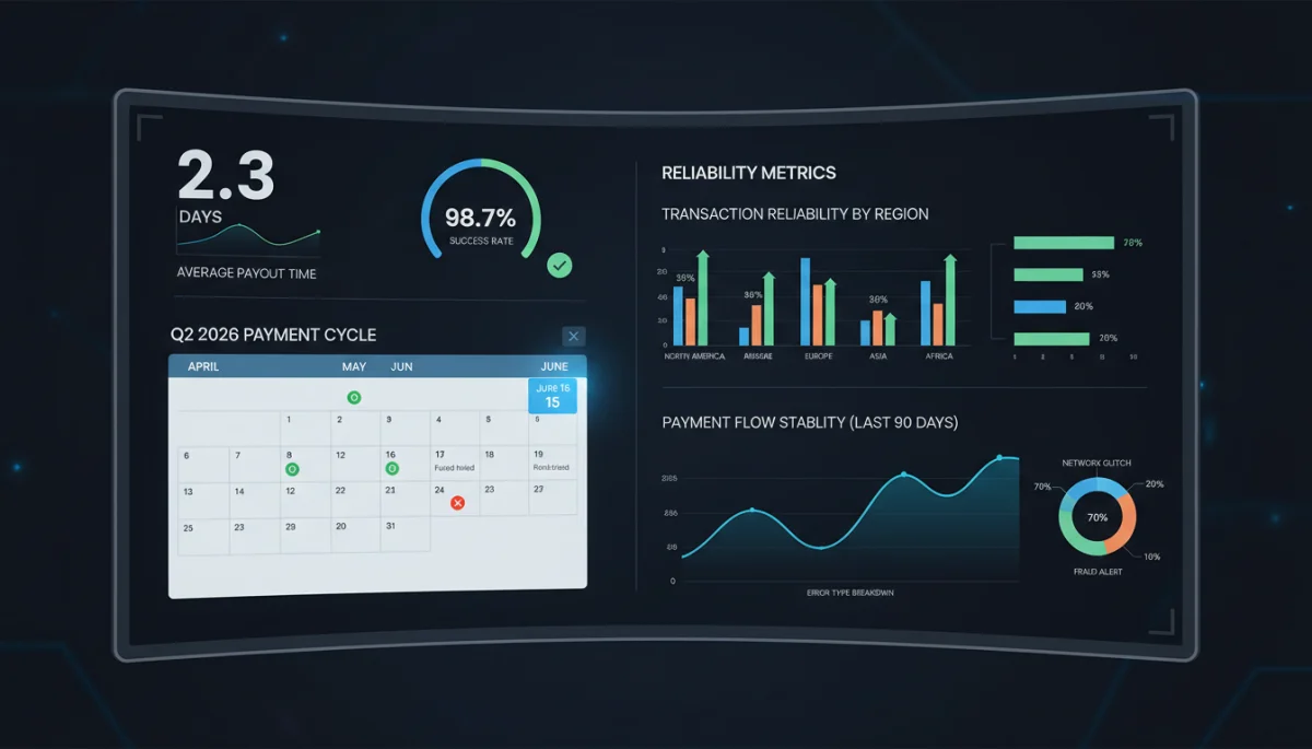 Internal dashboard showing Q2 2026 affiliate payout metrics