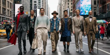 Diverse American men displaying evolving fashion and lifestyle trends by 2026