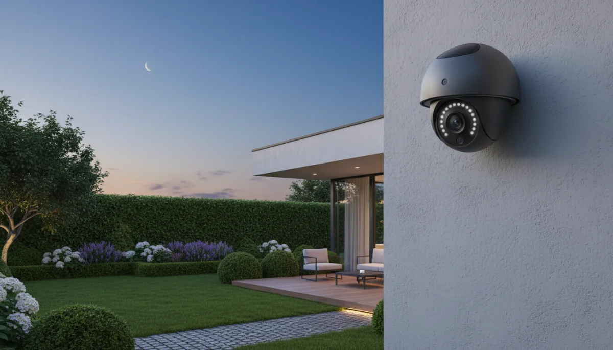 Smart outdoor security camera with night vision and motion detection