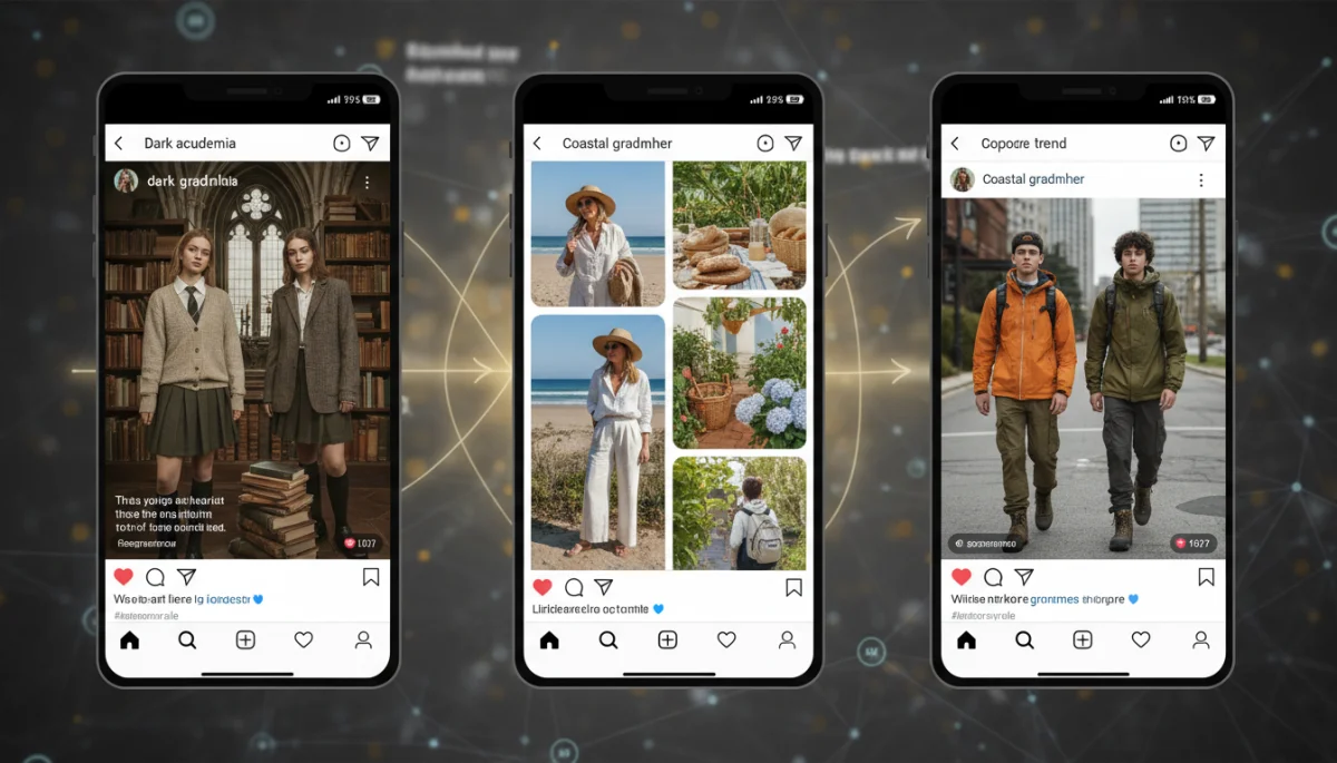 Social media feeds showcasing micro-trends from online subcultures
