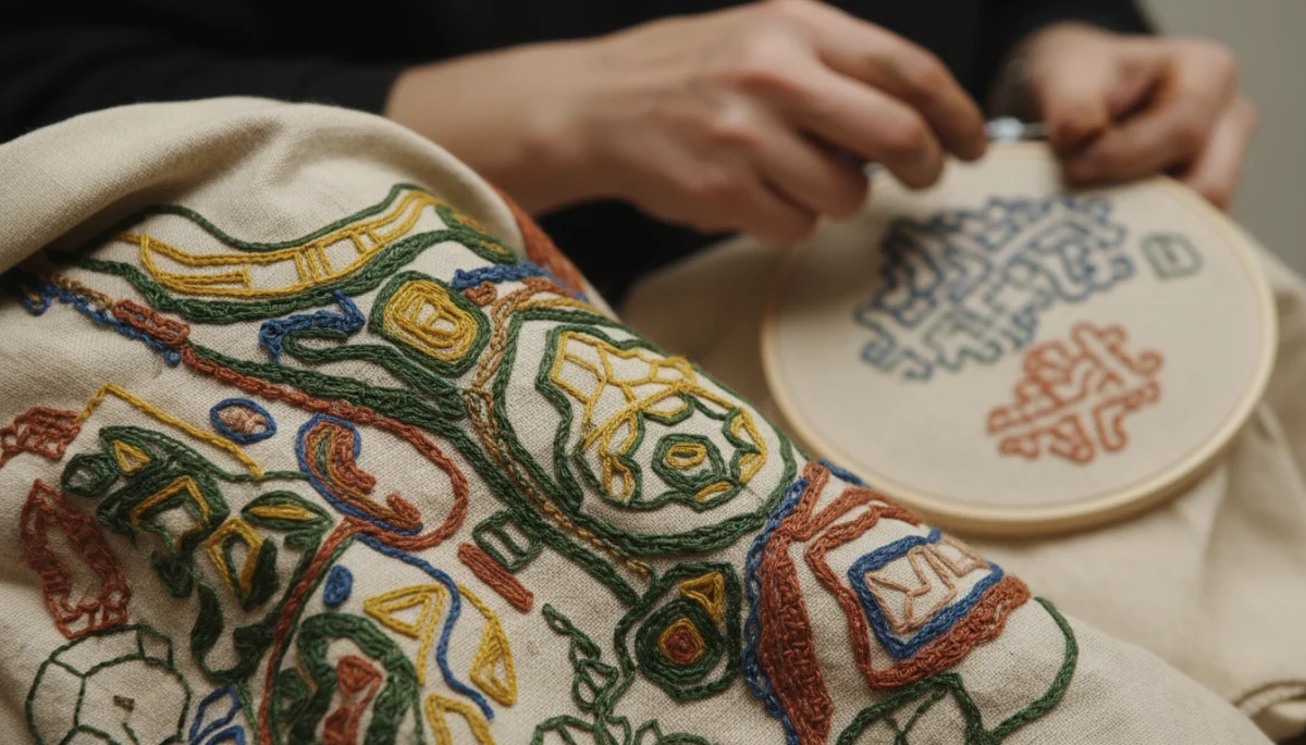 Intricate sustainable embroidery by emerging designer