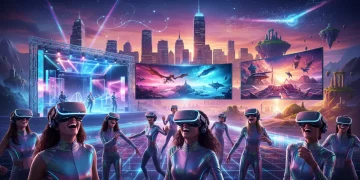People experiencing immersive virtual reality entertainment in 2026, showing diverse engagement.