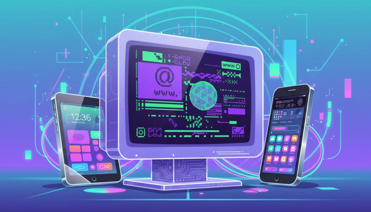 Retro-futuristic technology blending 90s and Y2K aesthetics with modern design
